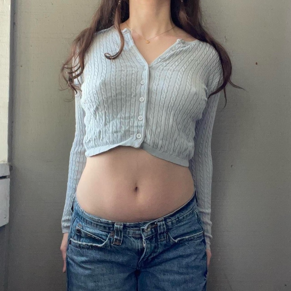 Brandy Melville John Galt Pale Blue Cable Knit Cardigan